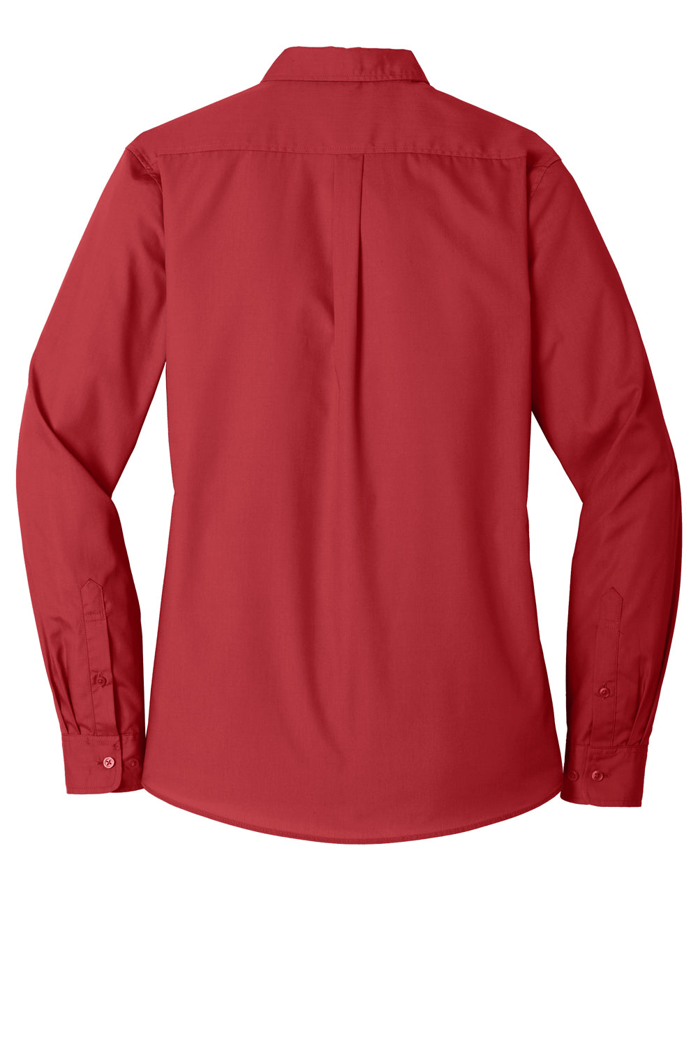 Port Authority LW100 Womens Carefree Stain Resistant Long Sleeve Button Down Shirt Rich Red Flat Back