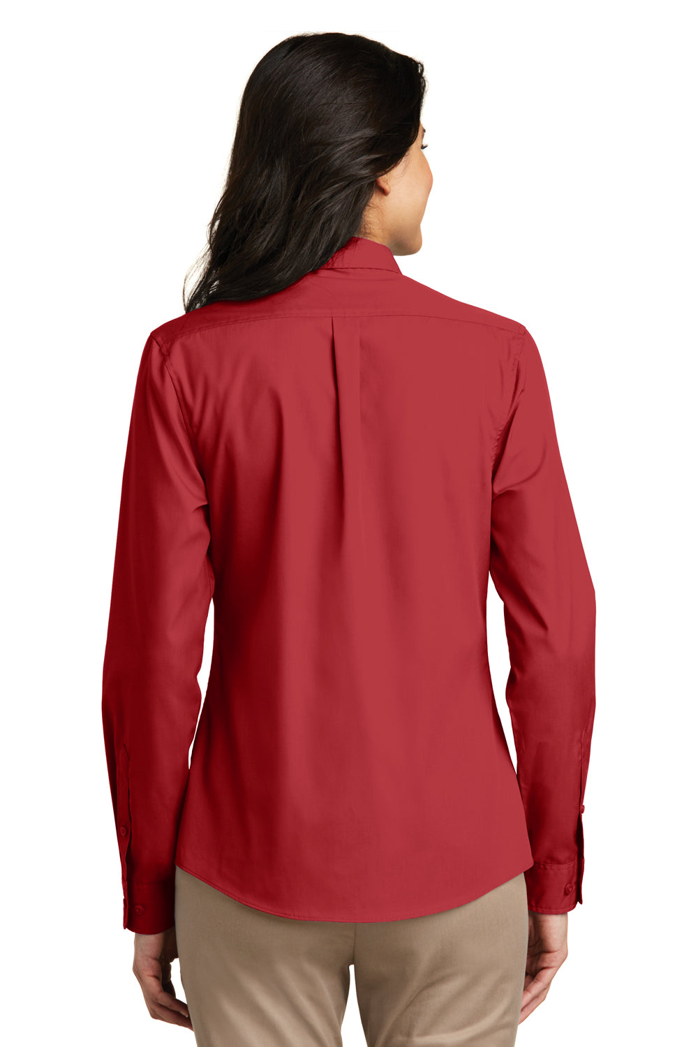 Port Authority LW100 Womens Carefree Stain Resistant Long Sleeve Button Down Shirt Rich Red Back