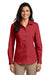 Port Authority LW100 Womens Carefree Stain Resistant Long Sleeve Button Down Shirt Rich Red Front