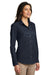 Port Authority LW100 Womens Carefree Stain Resistant Long Sleeve Button Down Shirt River Navy Blue 3Q