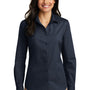 Port Authority Womens Carefree Stain Resistant Long Sleeve Button Down Shirt - River Navy Blue