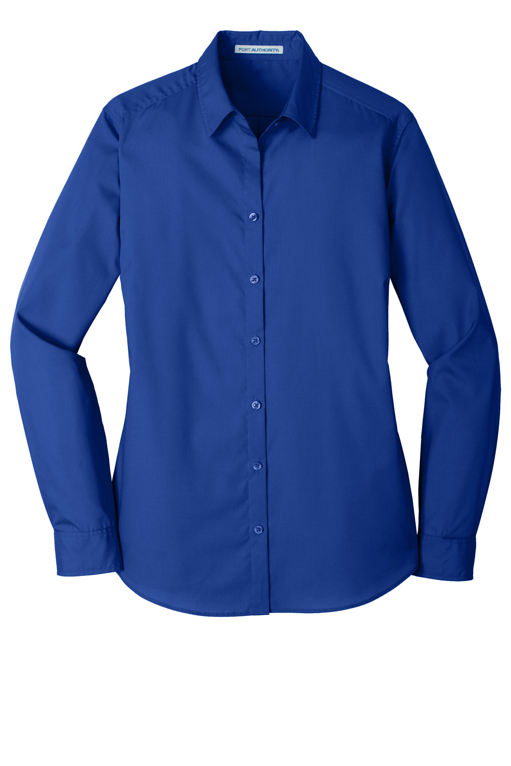 Port Authority LW100 Womens Carefree Stain Resistant Long Sleeve Button Down Shirt True Royal Blue Flat Front