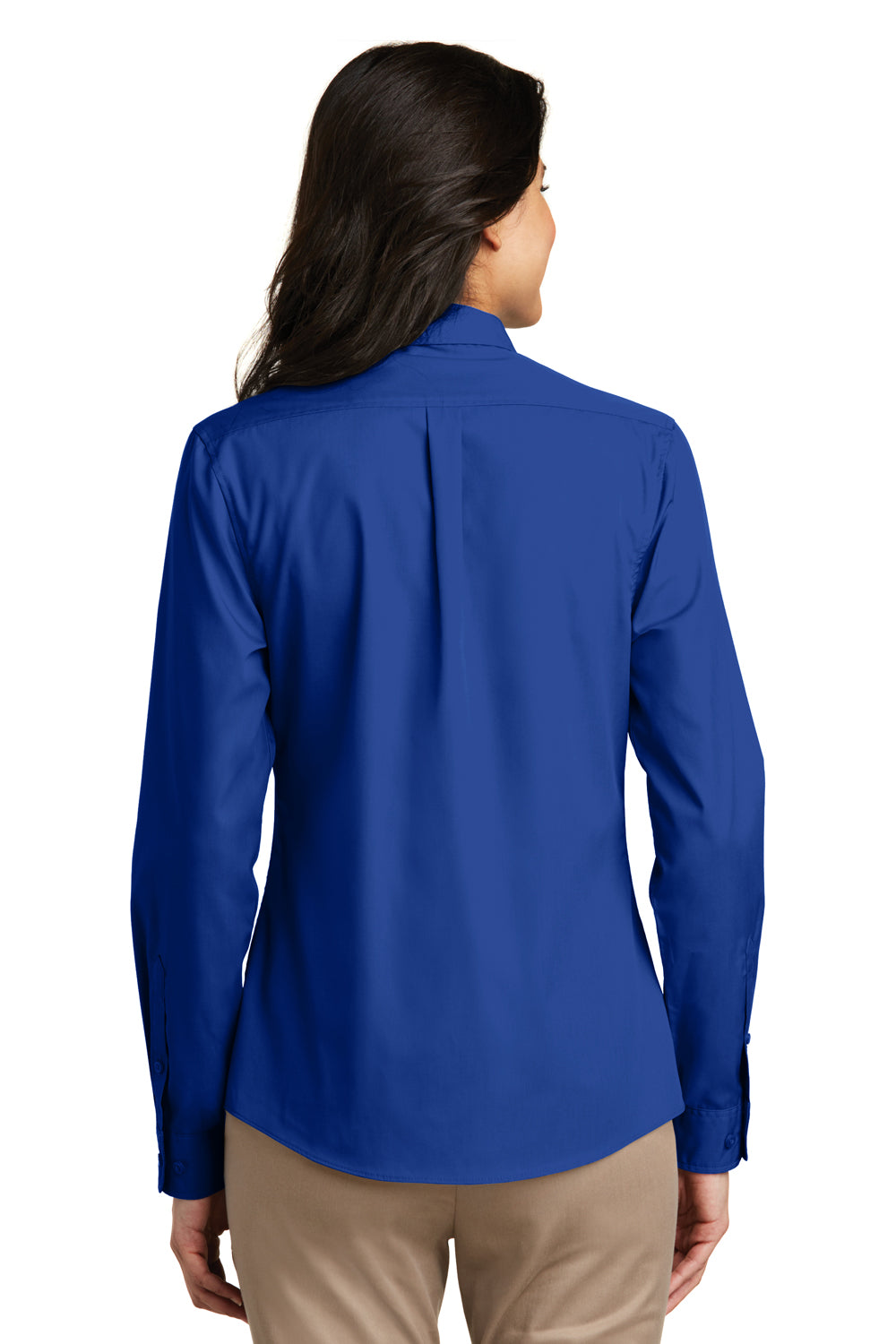 Port Authority LW100 Womens Carefree Stain Resistant Long Sleeve Button Down Shirt True Royal Blue Back