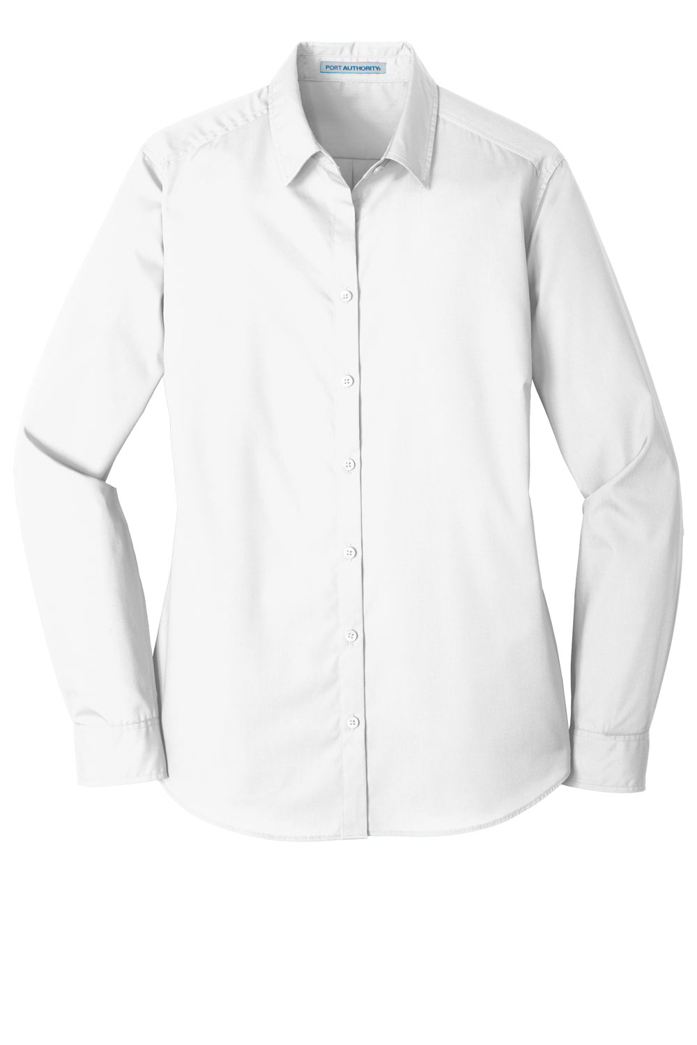Port Authority LW100 Womens Carefree Stain Resistant Long Sleeve Button Down Shirt White Flat Front