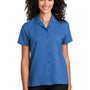 Port Authority Womens Performance Moisture Wicking Short Sleeve Button Down Camp Shirt - True Blue