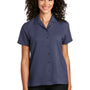 Port Authority Womens Performance Moisture Wicking Short Sleeve Button Down Camp Shirt - True Navy Blue