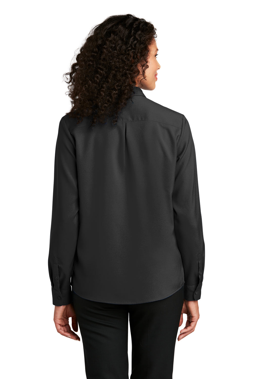 Port Authority Womens Performance Long Sleeve Button Down Shirt Black Side