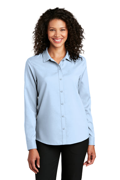 Port Authority Womens Performance Long Sleeve Button Down Shirt Cloud Blue Front