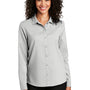 Port Authority Womens Performance Moisture Wicking Long Sleeve Button Down Shirt - Silver Grey