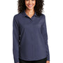 Port Authority Womens Performance Moisture Wicking Long Sleeve Button Down Shirt - True Navy Blue