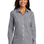 Port Authority Womens Broadcloth Gingham Wrinkle Resistant Long Sleeve Button Down Shirt - Black/White