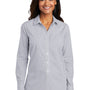 Port Authority Womens Broadcloth Gingham Wrinkle Resistant Long Sleeve Button Down Shirt - Gusty Grey/White