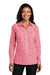 Port Authority Womens Broadcloth Gingham Long Sleeve Button Down Shirt Rich Red/White Front