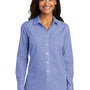 Port Authority Womens Broadcloth Gingham Wrinkle Resistant Long Sleeve Button Down Shirt - True Royal Blue/White