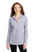 Port Authority Womens Pincheck Long Sleeve Button Down Shirt Gusty Grey/White Front