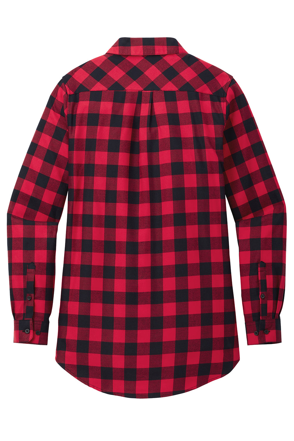 Port Authority LW668 Womens Flannel Long Sleeve Button Down Shirt Red/Black Buffalo Flat Back