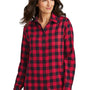 Port Authority Womens Flannel Long Sleeve Button Down Shirt - Red/Black Buffalo