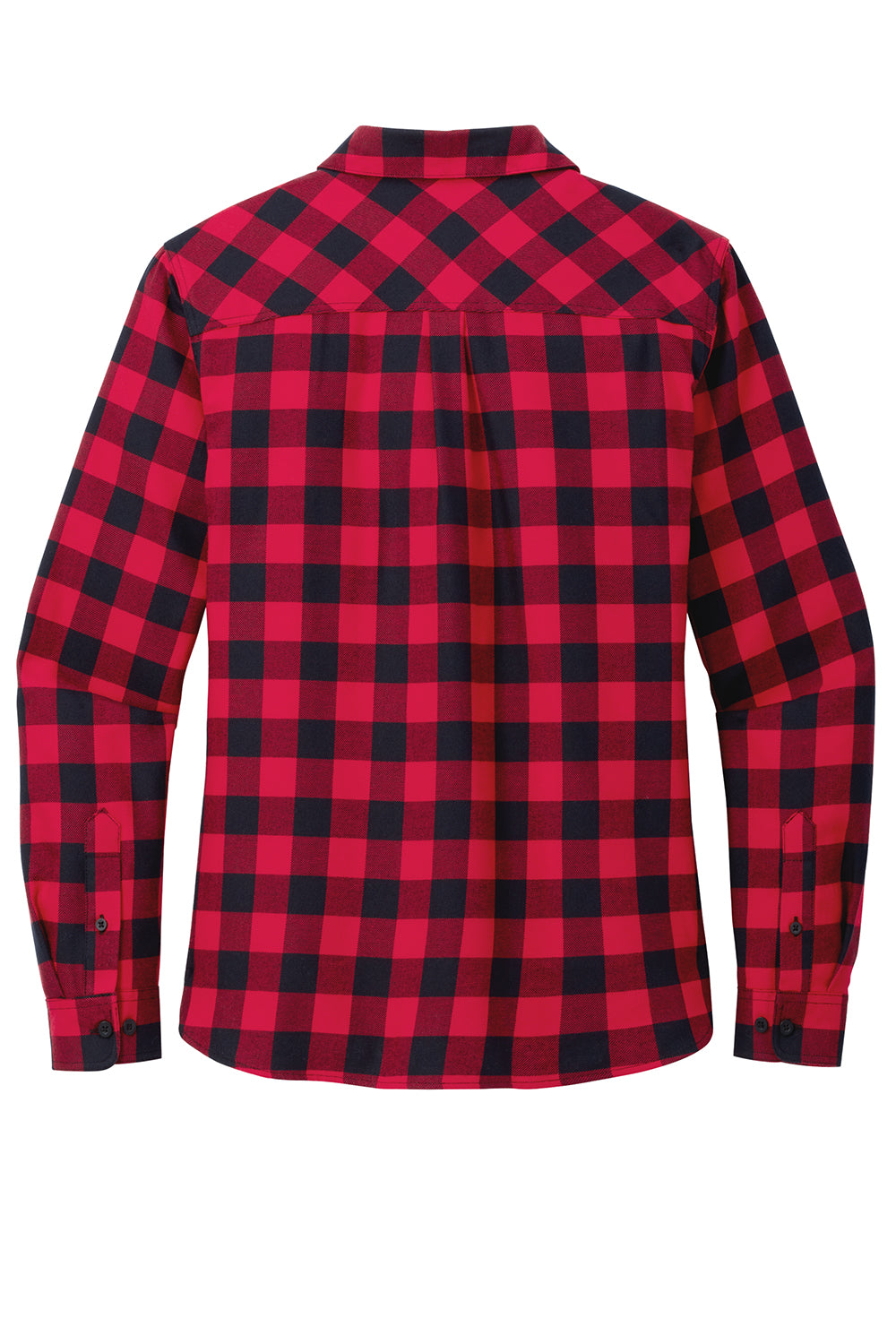 Port Authority LW669 Womens Plaid Flannel Long Sleeve Button Down Shirt Red/Black Buffalo Flat Back