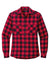 Port Authority LW669 Womens Plaid Flannel Long Sleeve Button Down Shirt Red/Black Buffalo Flat Front