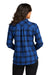 Port Authority LW669 Womens Plaid Flannel Long Sleeve Button Down Shirt Royal/Black Plaid Back