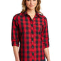 Port Authority Womens Everyday Plaid Long Sleeve Button Down Shirt - Rich Red