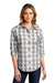 Port Authority Womens Everyday Plaid Long Sleeve Button Down Shirt Shadow Grey Front