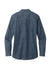 Port Authority LW676 Perfect Denim Long Sleeve Button Down Shirt Medium Wash Flat Back