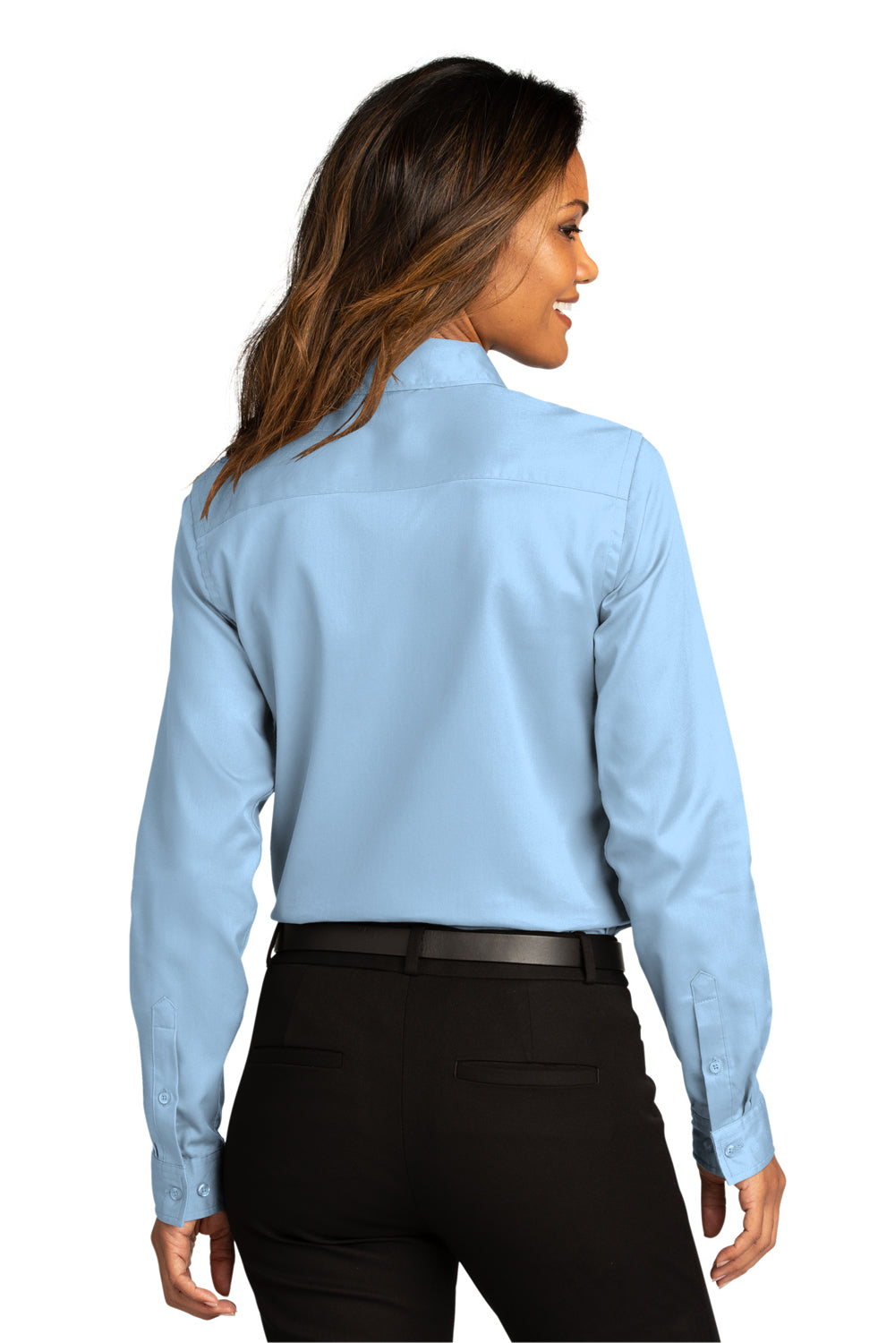 Port Authority Womens SuperPro React Long Sleeve Button Down Shirt Cloud Blue Side