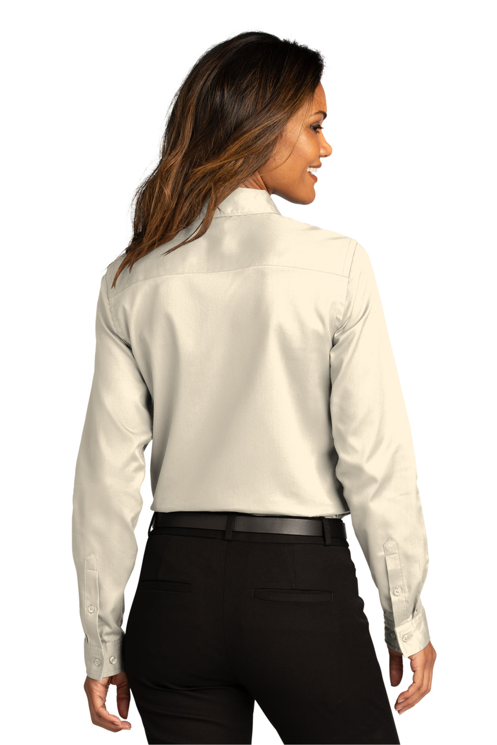 Port Authority Womens SuperPro React Long Sleeve Button Down Shirt Ecru Side