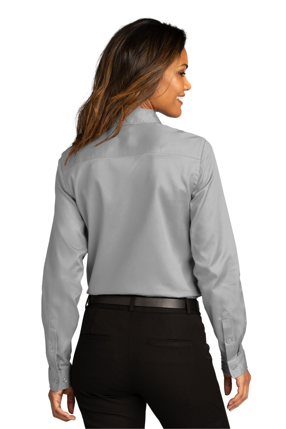 Port Authority Womens SuperPro React Long Sleeve Button Down Shirt Gusty Grey Side