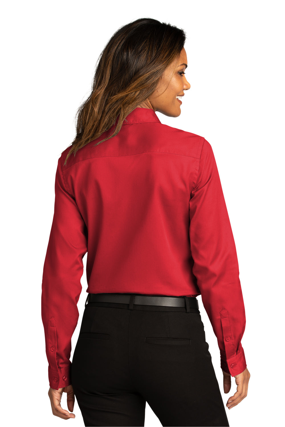 Port Authority Womens SuperPro React Long Sleeve Button Down Shirt Rich Red Side