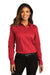 Port Authority Womens SuperPro React Long Sleeve Button Down Shirt Rich Red Front