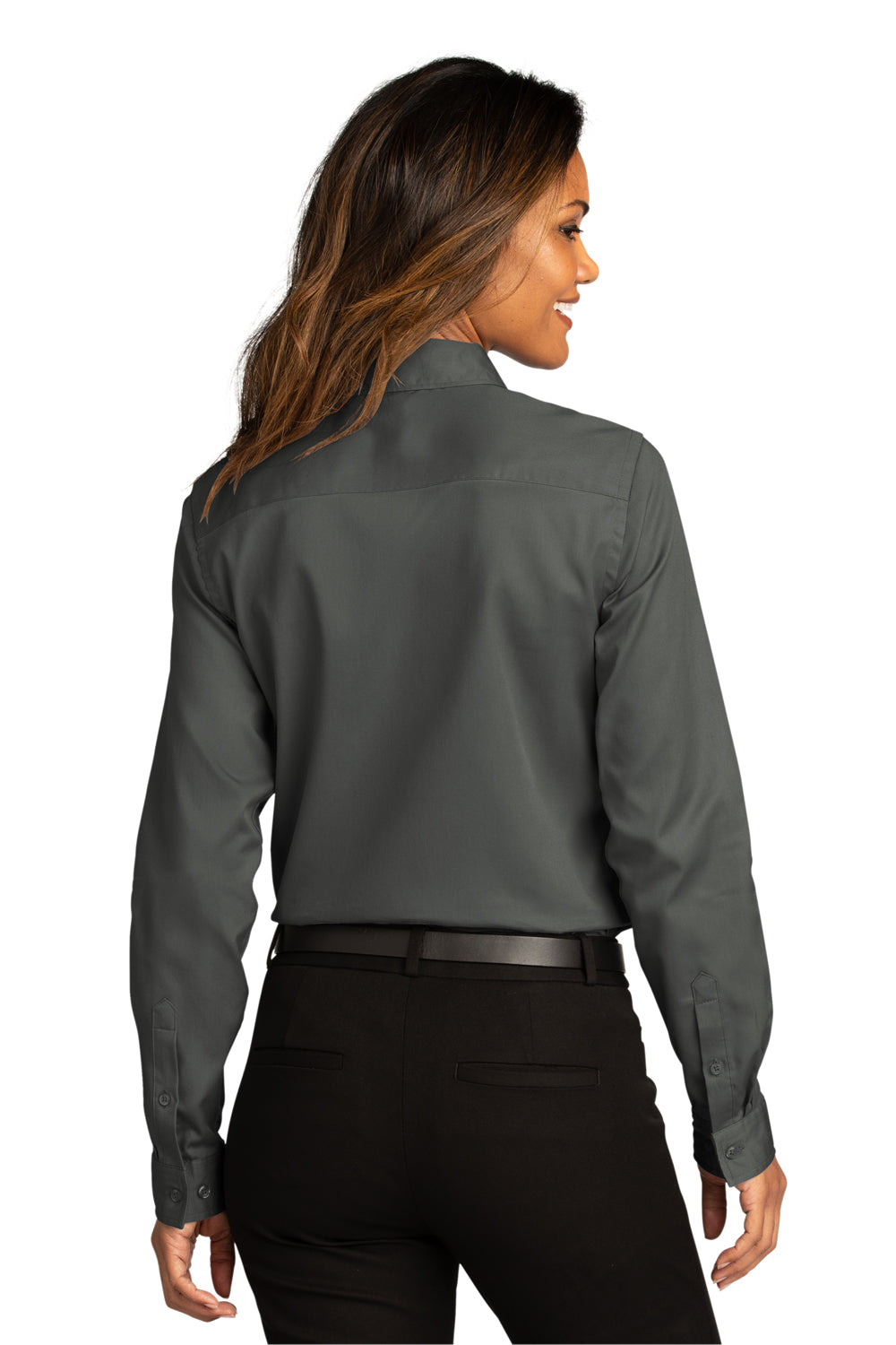 Port Authority Womens SuperPro React Long Sleeve Button Down Shirt Storm Grey Side