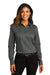 Port Authority Womens SuperPro React Long Sleeve Button Down Shirt Storm Grey Front