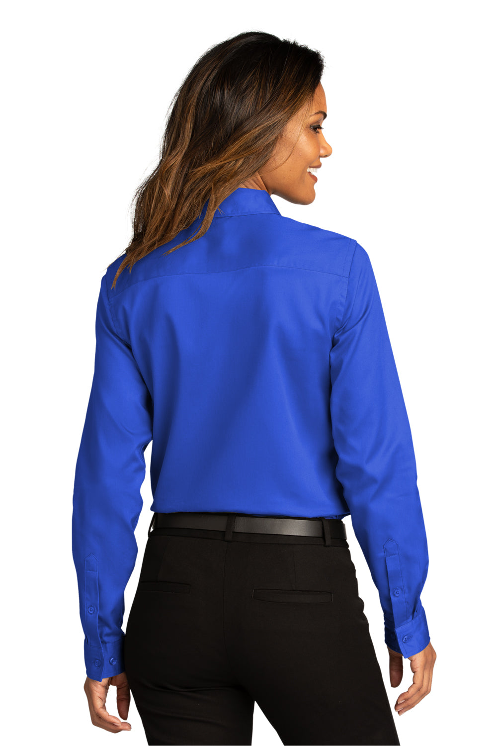 Port Authority Womens SuperPro React Long Sleeve Button Down Shirt True Royal Blue Side