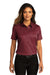Port Authority Womens SuperPro React Short Sleeve Button Down Shirt Burgundy Front