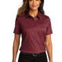 Port Authority Womens SuperPro Wrinkle Resistant React Short Sleeve Button Down Shirt - Burgundy