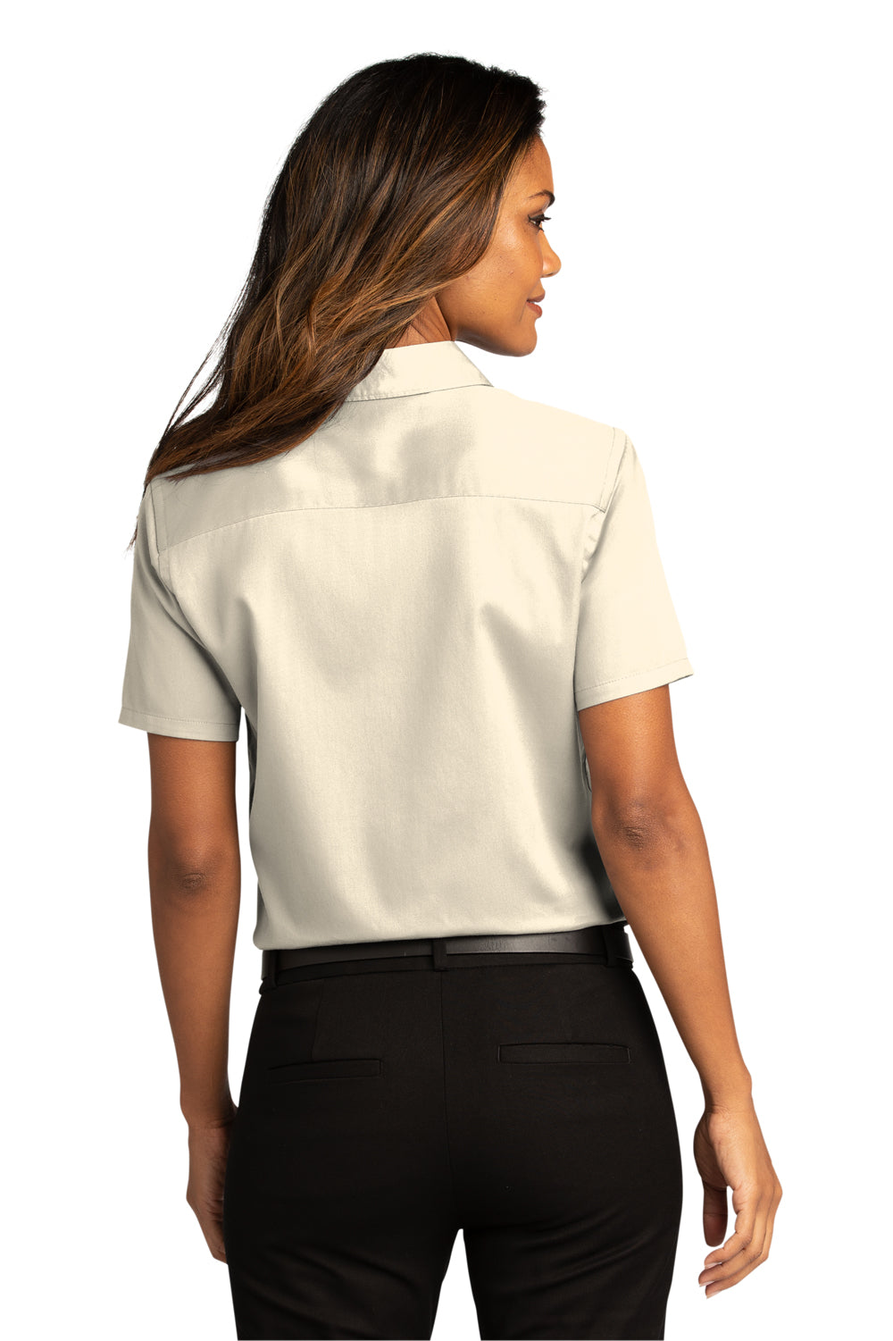 Port Authority Womens SuperPro React Short Sleeve Button Down Shirt Ecru Side