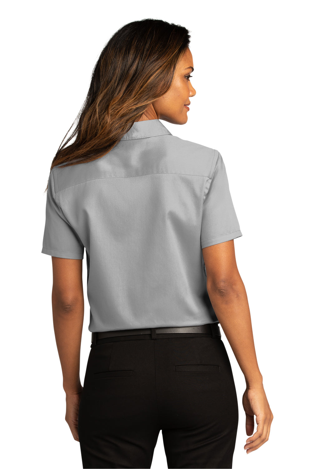 Port Authority Womens SuperPro React Short Sleeve Button Down Shirt Gusty Grey Side