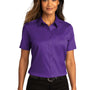 Port Authority Womens SuperPro Wrinkle Resistant React Short Sleeve Button Down Shirt - Purple