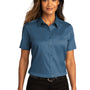 Port Authority Womens SuperPro Wrinkle Resistant React Short Sleeve Button Down Shirt - Regatta Blue