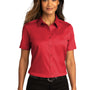Port Authority Womens SuperPro Wrinkle Resistant React Short Sleeve Button Down Shirt - Rich Red