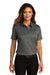 Port Authority Womens SuperPro React Short Sleeve Button Down Shirt Storm Grey Front