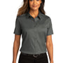 Port Authority Womens SuperPro Wrinkle Resistant React Short Sleeve Button Down Shirt - Storm Grey