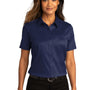 Port Authority Womens SuperPro Wrinkle Resistant React Short Sleeve Button Down Shirt - True Navy Blue