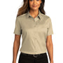 Port Authority Womens SuperPro Wrinkle Resistant React Short Sleeve Button Down Shirt - Wheat