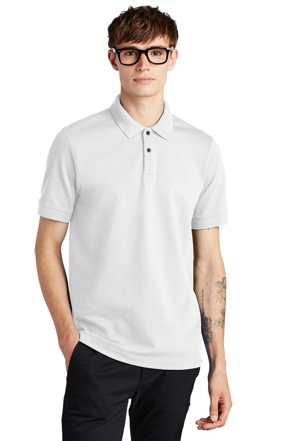 Mercer+Mettle MM1000 Stretch Pique Short Sleeve Polo Shirt White Front