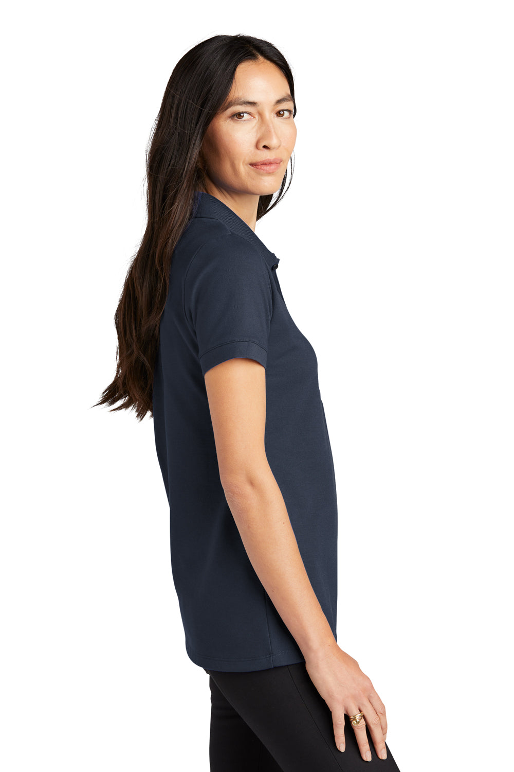 Mercer+Mettle MM1001 Stretch Pique Short Sleeve Polo Shirt Night Navy Blue Side