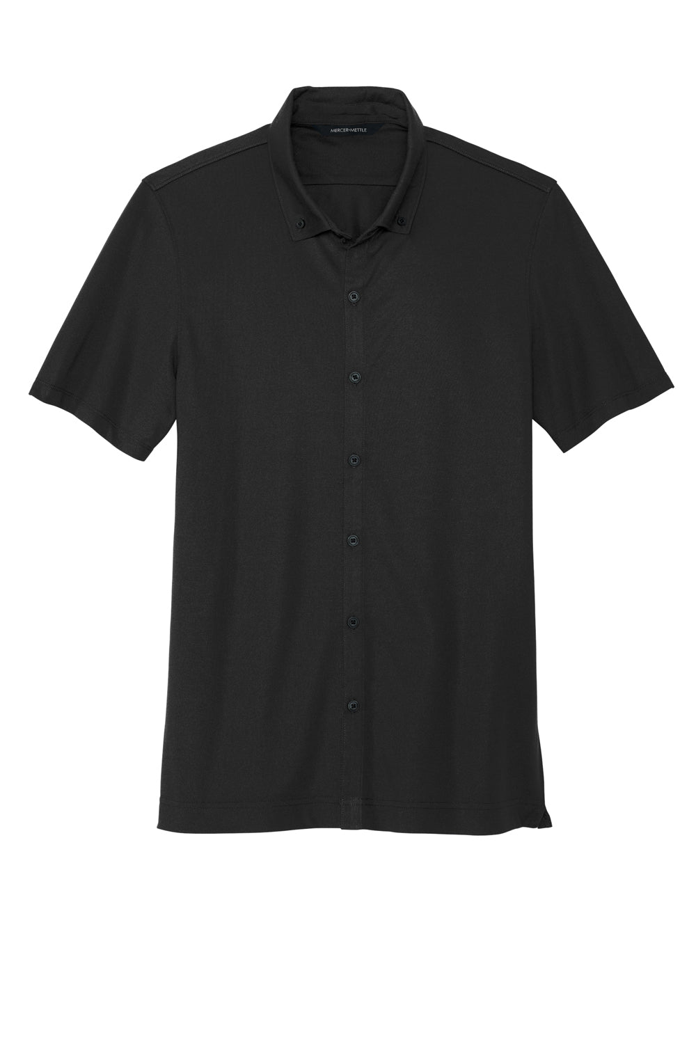 Mercer+Mettle MM1006 Stretch Pique Short Sleeve Button Down Shirt Deep Black Flat Front