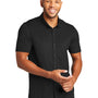 Mercer+Mettle Mens Moisture Wicking Short Sleeve Button Down Shirt - Deep Black